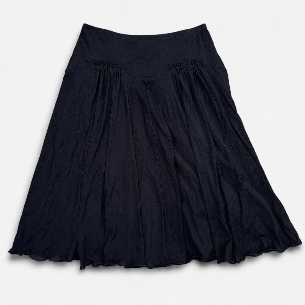 Max Studio Vintage Mesh Overlay City Pleated Midi Skirt